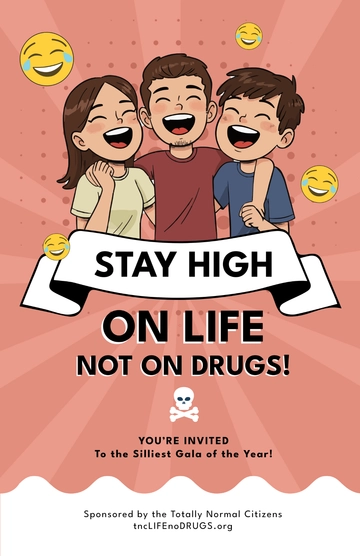 Free Funny Drug Free Poster Template to Edit Online