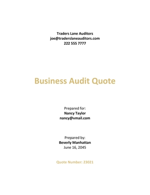 Audit Fee Quotation Template