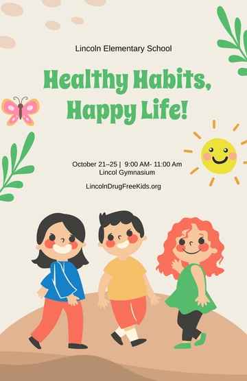 Free Colorful Drug Free Poster for Kids Template to Edit Online