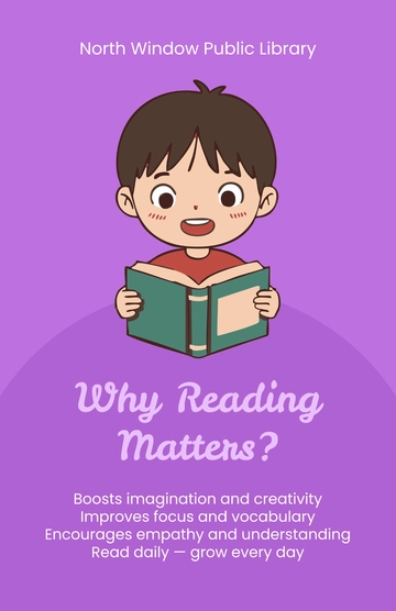 Free Purple Reading Benefits Poster Template to Edit Online