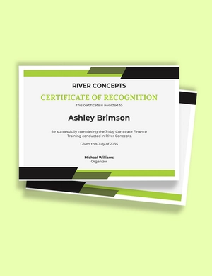 Corporate Finance Certificate Template
