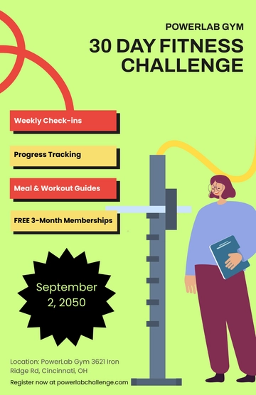 Free Colorful Gym Challenge Poster Template to Edit Online