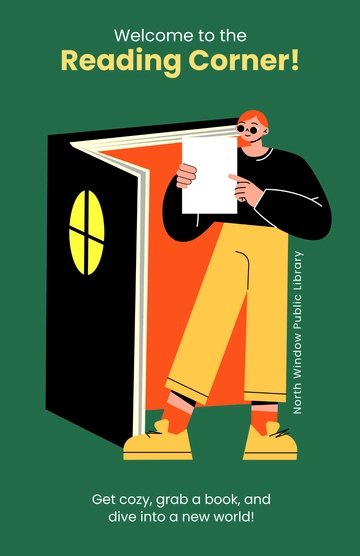 Free Colorful Reading Corner Poster to Edit Online