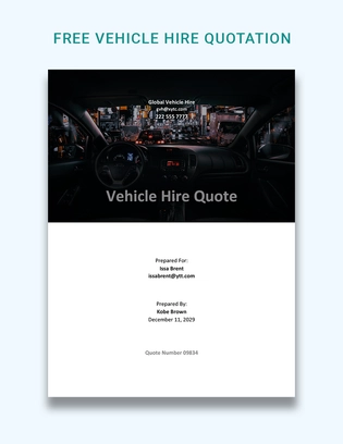 Vehicle Hire Quotation Template Vehicle Hire Quotation Template