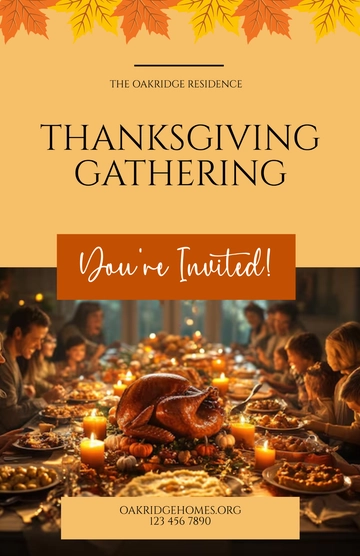 Free Thanksgiving Day Invitation Poster Template to Edit Online