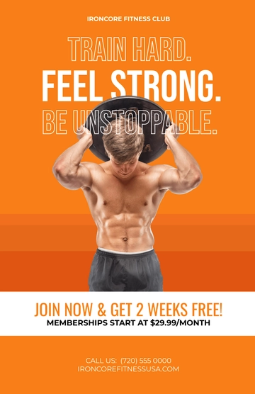 Free Orange Gym Concept Poster Template to Edit Online