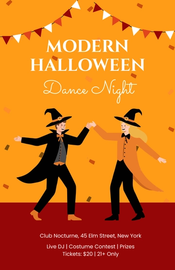 Free Modern Halloween Dance Poster Template to Edit Online