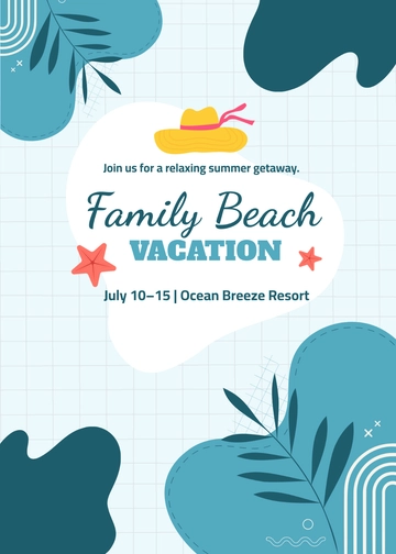 Free Simple Summer Vacation Invitation Template to Edit Online