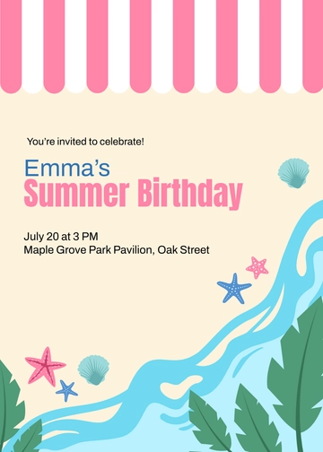 Free Summer Birthday Invitation Template to Edit Online