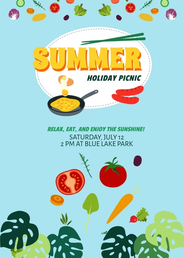 Free Blue Summer Holiday Invitation Template to Edit Online