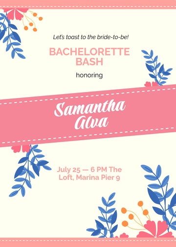 Free Summer Bachelorette Party Invitation Template to Edit Online