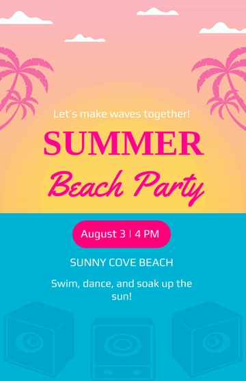 Free Summer Beach Party Poster Template to Edit Online