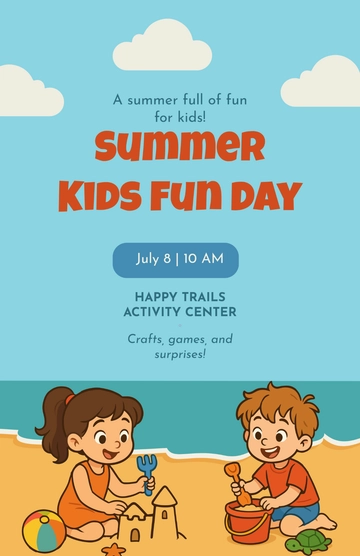 Free Summer Kids Activity Poster Template to Edit Online