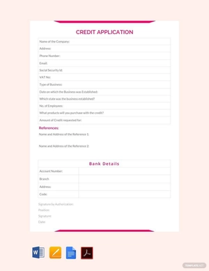 Credit Application Template