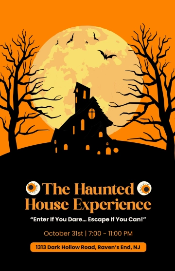 Free Halloween Haunted House Poster Template to Edit Online