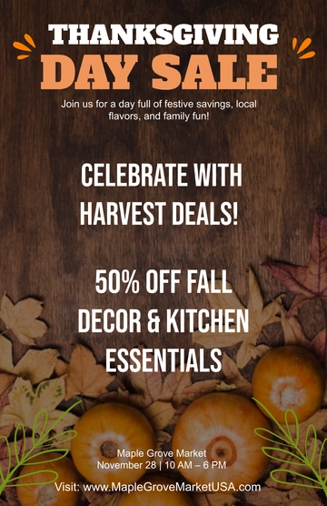 Free Thanksgiving Day Advertisement Poster Template to Edit Online