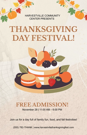 Free Aesthetic Thanksgiving Day Festival Poster Template to Edit Online