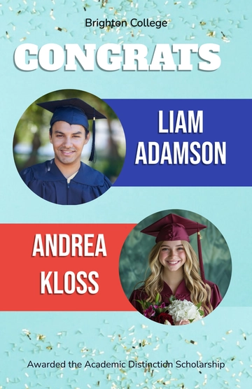 Free Professional Congratulations Scholarship Poster Template to Edit Online