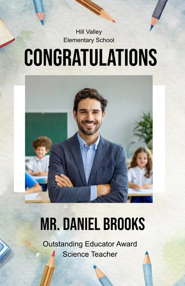 Free Congratulations Teacher Award Poster Template to Edit Online