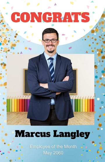 Free Employee of the Month Congratulations Poster Template to Edit Online