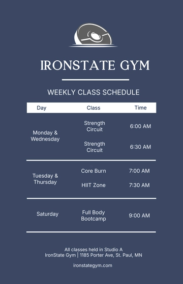 Free Simple Gym Schedule Poster Template to Edit Online