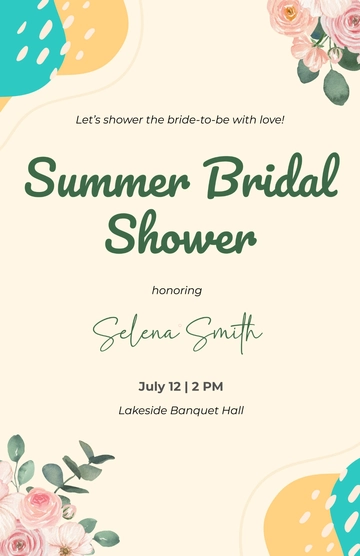 Free Summer Bridal Shower Poster Template to Edit Online