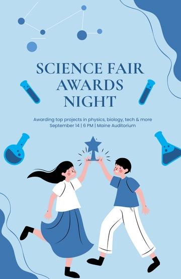 Free Science Fair Award Aesthetic Poster Template to Edit Online