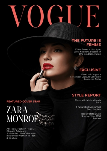 Free Vogue Magazine Cover Page Template to Edit Online
