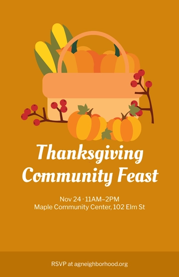 Free Thanksgiving Day Community Poster Template to Edit Online