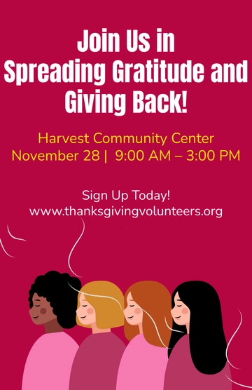 Free Thanksgiving Day Volunteer Poster Template to Edit Online