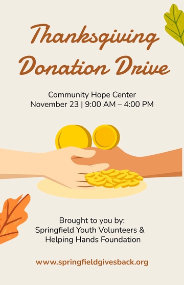 Free Thanksgiving Day Donation Drive Poster Template to Edit Online