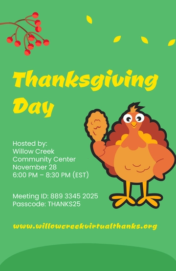 Free Thanksgiving Day Virtual Event Poster Template to Edit Online