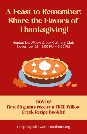 Free Red Thanksgiving Day Recipe Poster Template to Edit Online