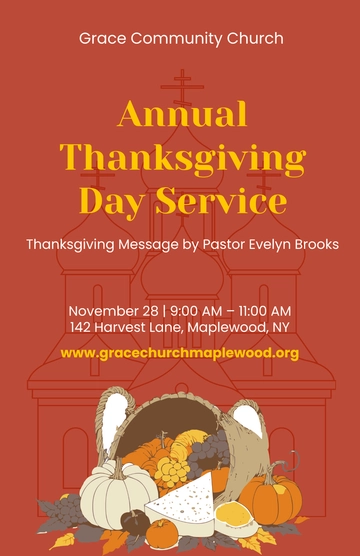 Free Simple Thanksgiving Day Service Poster Template to Edit Online