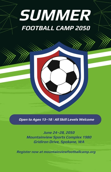 Free Professional Football Camp Poster Template to Edit Online
