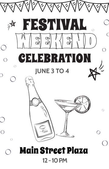 Free Simple Festival Drawing Poster Template to Edit Online