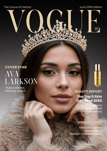 Free Glamour Vogue Cover Page Template to Edit Online