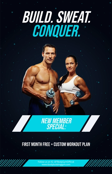 Free Bodybuilding Gym Poster Template to Edit Online