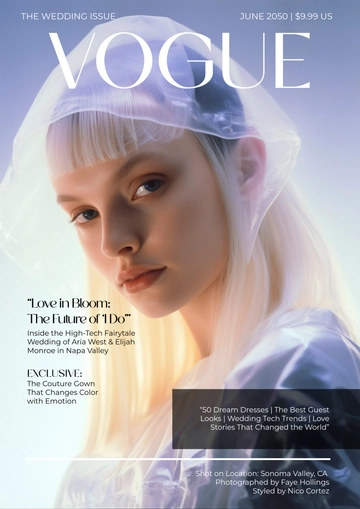 Free Modern Wedding Vogue Cover Page Template to Edit Online
