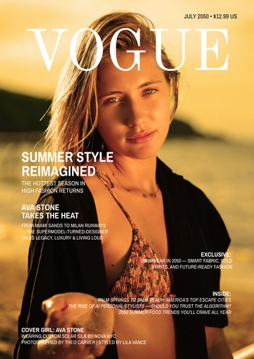 Free Yellow Summer Vogue Cover Page Template to Edit Online