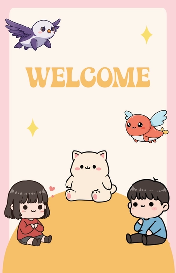 Free Cute Cartoon Classroom Welcome Poster Template to Edit Online