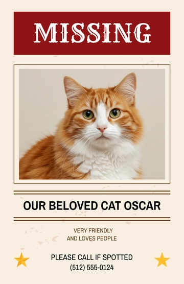 Free Classic Cat Lost Poster Template to Edit Online