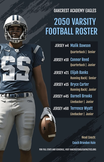 Free Football Roster Poster Template to Edit Online