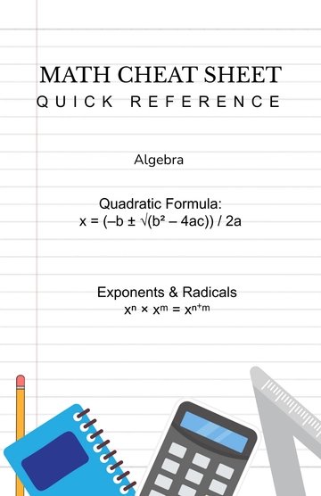 Free Math Cheat Sheet Poster Template to Edit Online