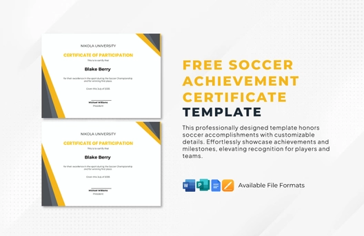 Soccer Achievement Certificate Template