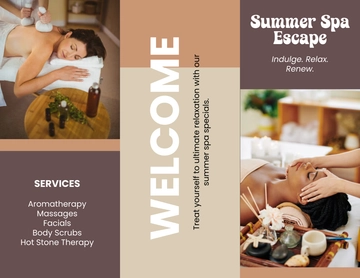 Brown Summer Spa Brochure Template to Download
