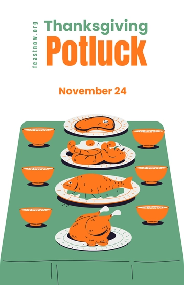 Free Professional Thanksgiving Day Potluck Poster to Edit Online