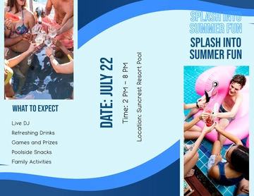Free Summer Pool Party Brochure Template to Edit Online