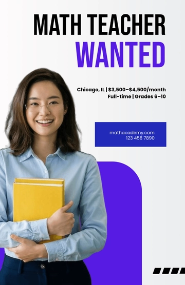 Free Wanted Math Teacher Poster Template to Edit Online