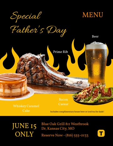 Free Simple Father's Day Menu Flyer Template to Edit Online